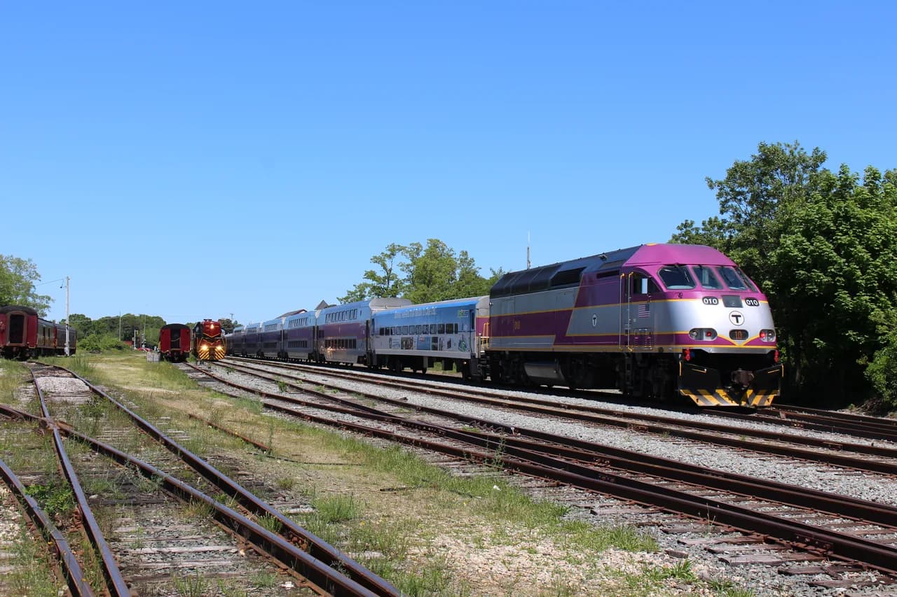 Cape Cod Central Railroad train approaching the Hyannis station area