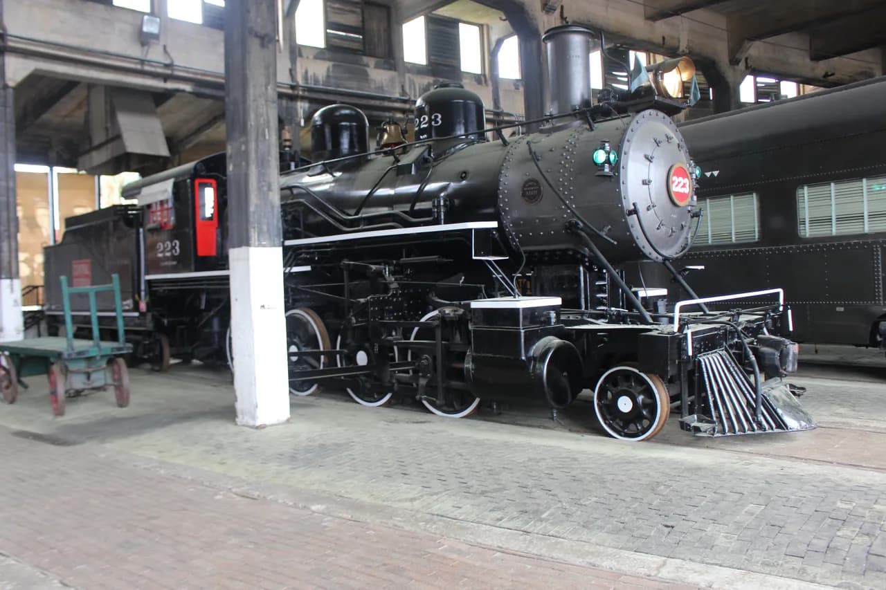 Central of Georgia locomotive 223 inside the museum roundhouse