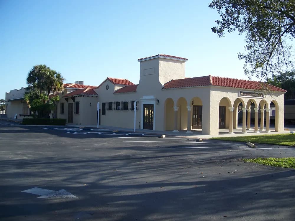 Covered platform along the restored Naples railroad depot
