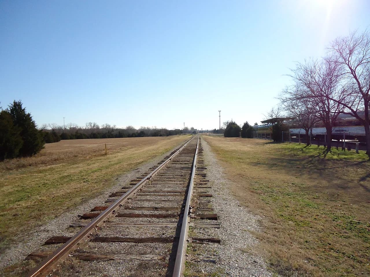 Tracks and railway equipment on the Oklahoma Railway Museum campus