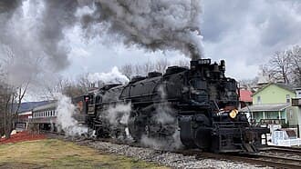 Western Maryland locomotive 1309 hauling its Polar Express train in December 2022