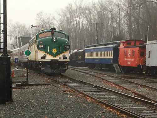 Historic railroad equipment at Whippany Railway Museum