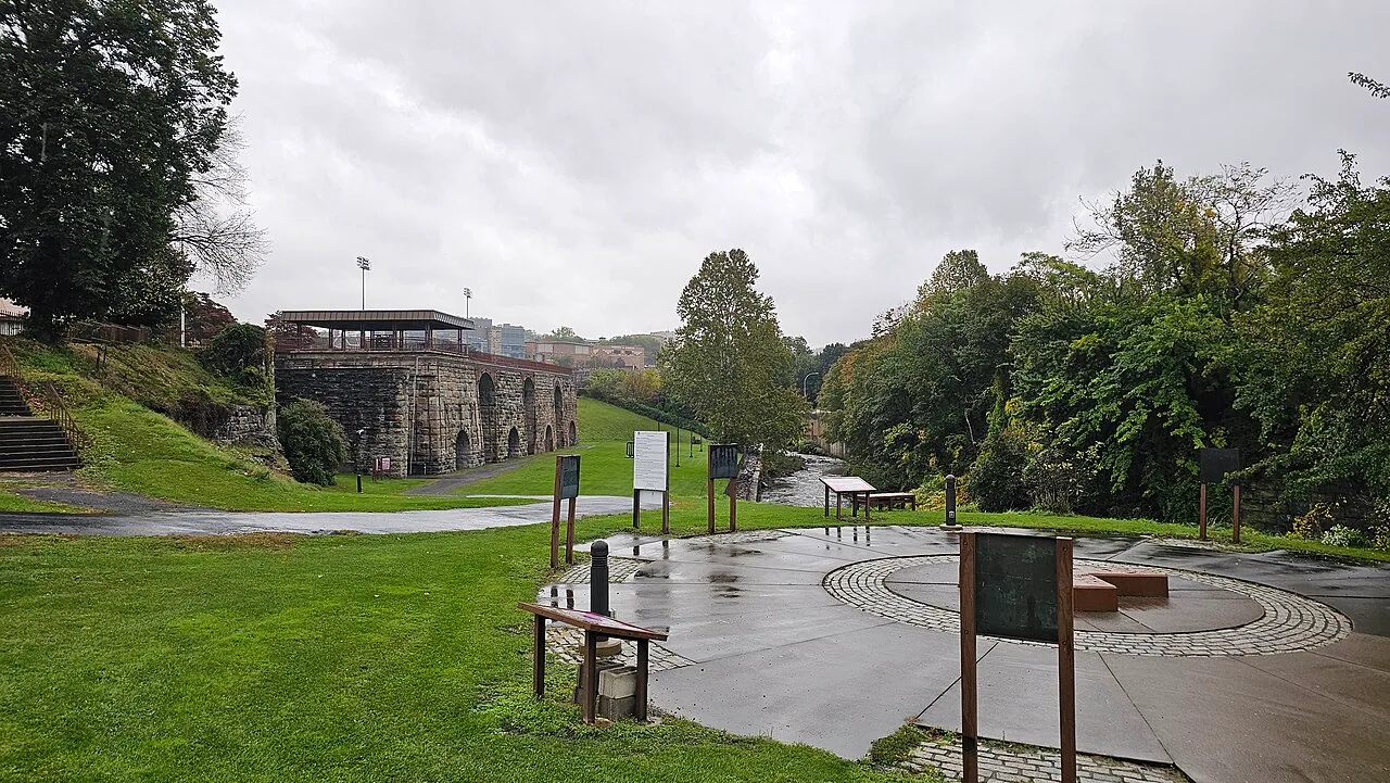 Four stone stacks at the Scranton Iron Furnaces